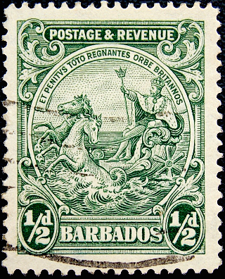 Барбадос 1942 год . Мифология , колесница . 0,5 p .